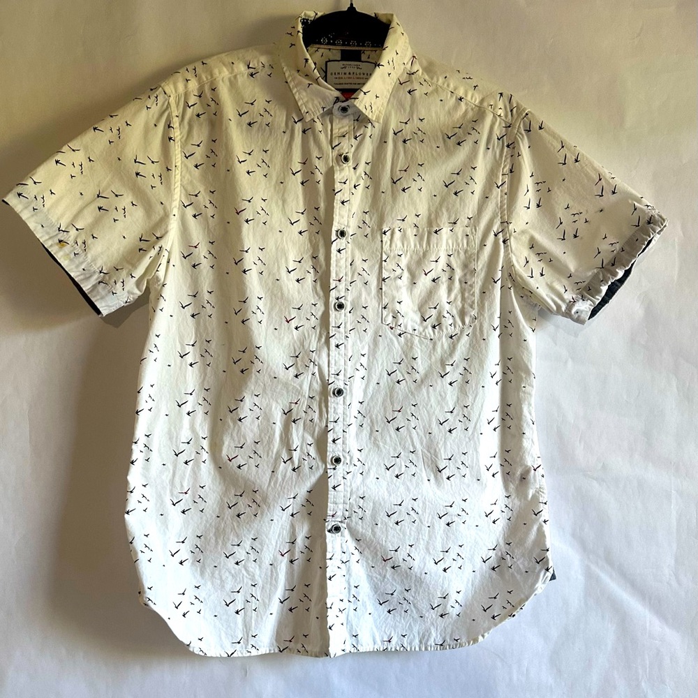 Denim & Flower White Patterned Men's Shirt